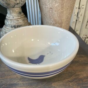 white blue stripe cereal bowl early bird gets the coldest milk